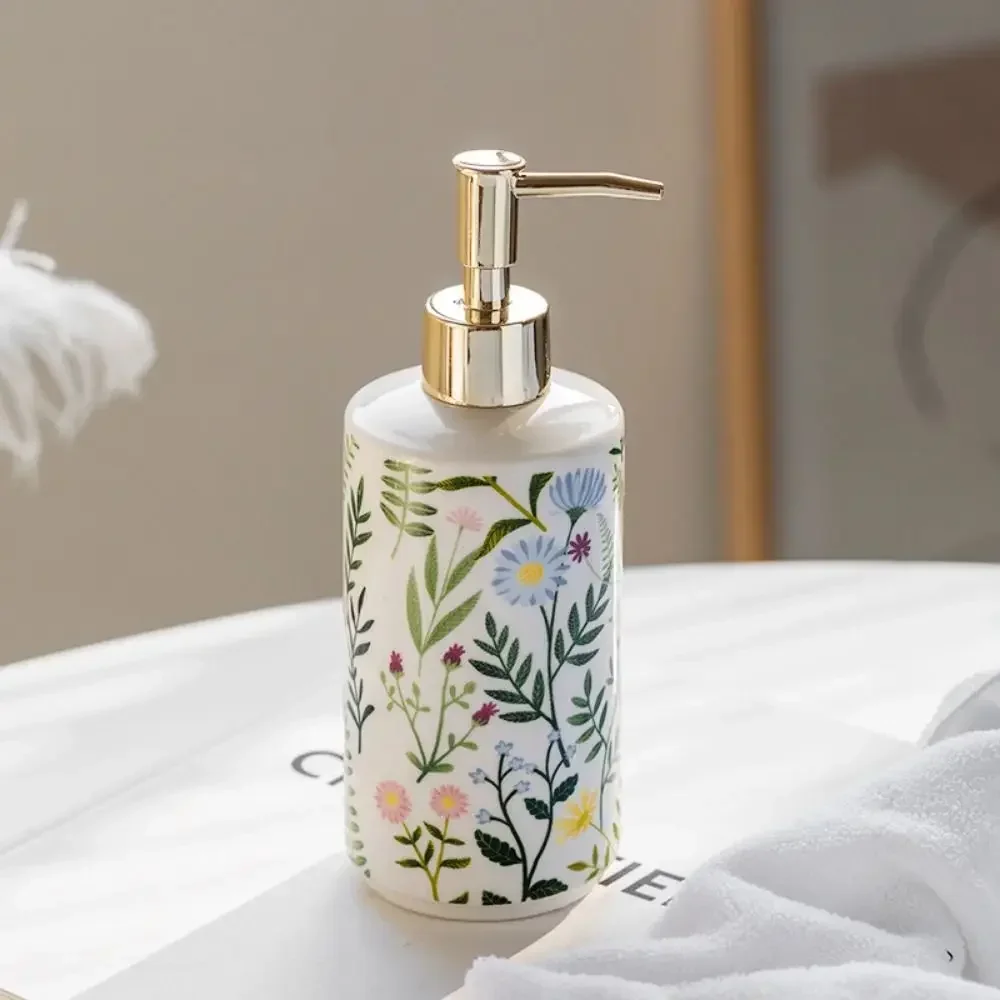 Distributeur de savon liquide en céramique vintage doré