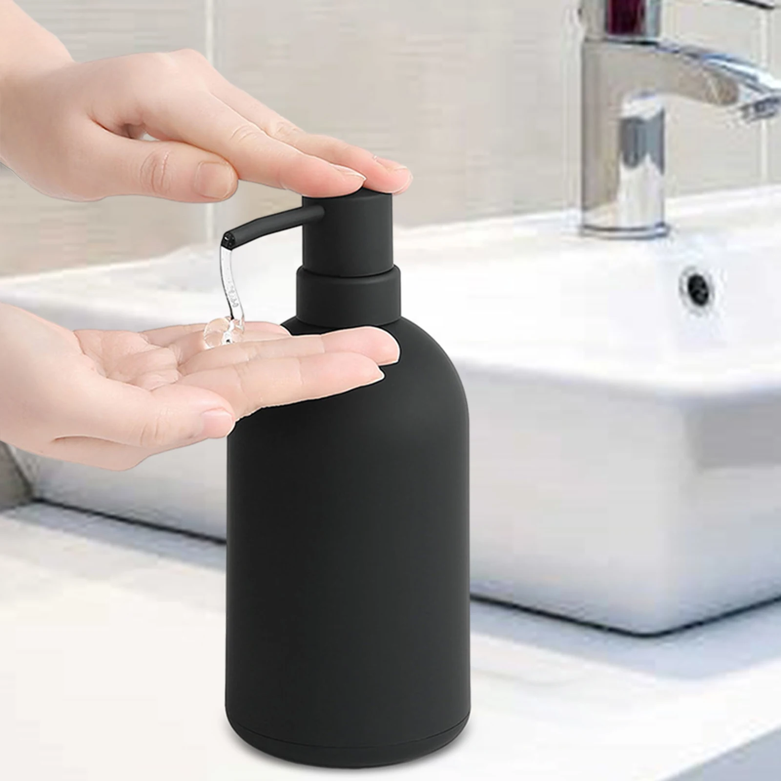 distributeur savon noir mat rond
