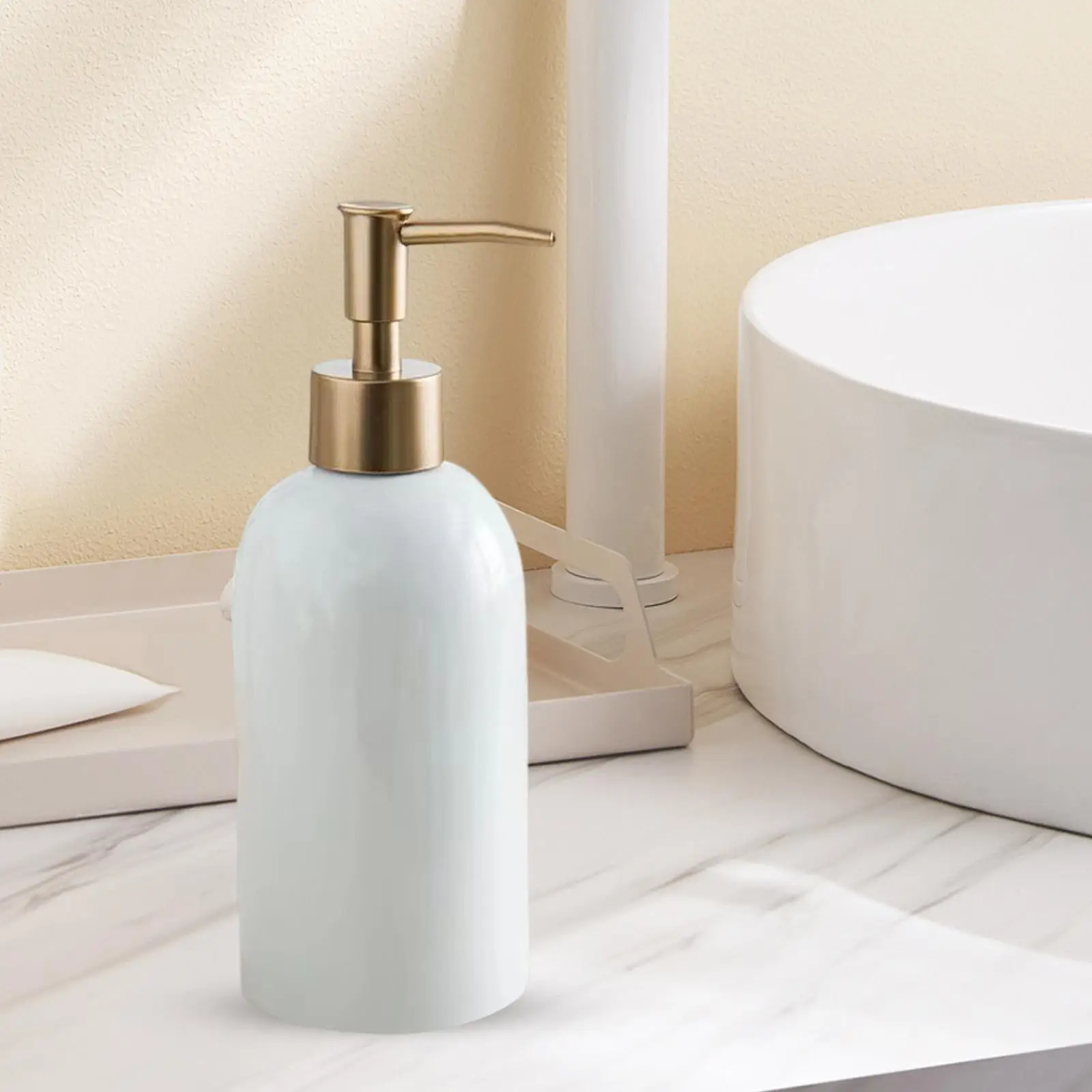 Distributeur de savon liquide en céramique blanc brillant