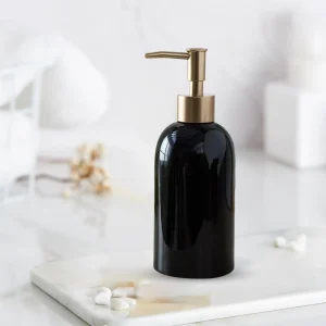 Distributeur de savon liquide en céramique noir brillant