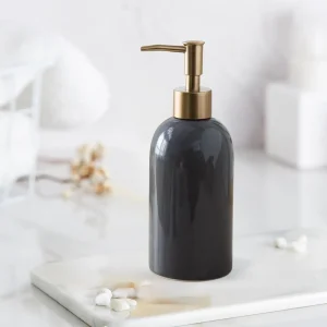 Distributeur de savon liquide en céramique gris brillant