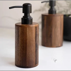 Distributeur de savon liquide en bois de forme ronde